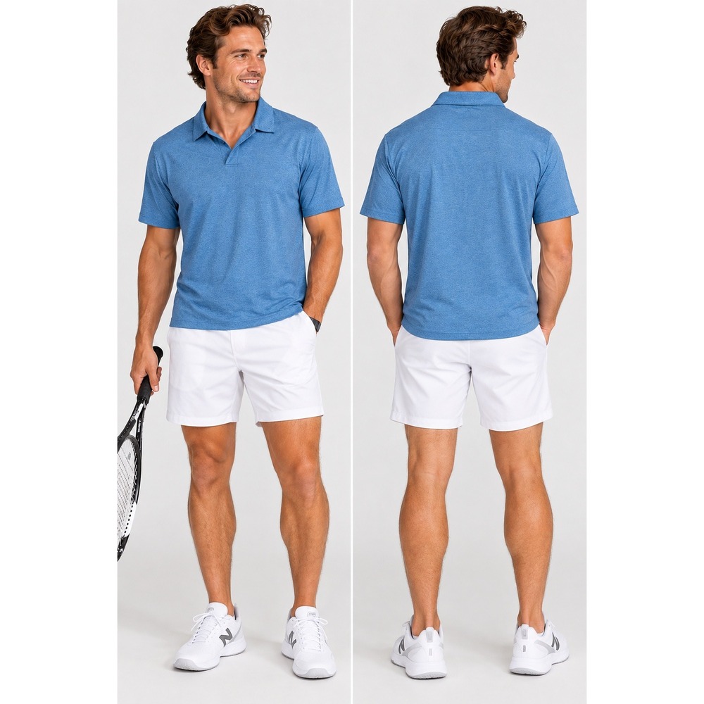 lululemon Polo Shirt Mens Large Blue Evolution Heathered Short Sleeve